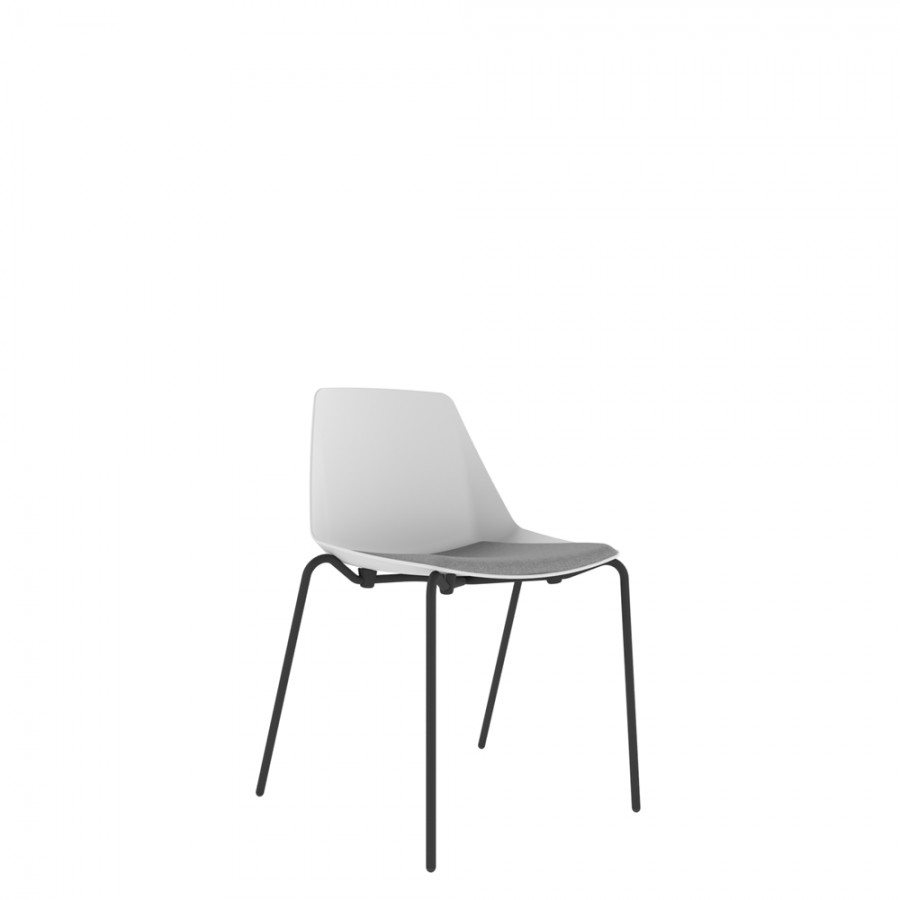 Polypropylene Shell Chair With Upholstered Seat Pad and 4-Leg Black Steel Frame